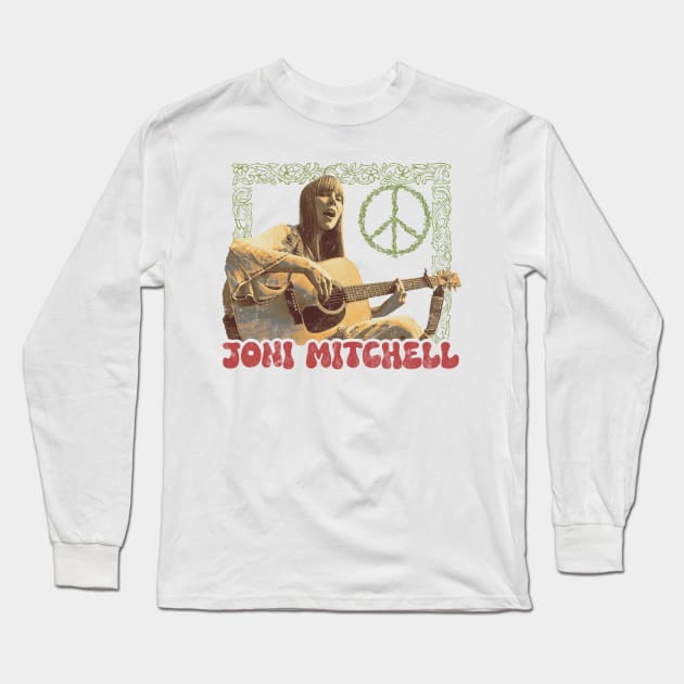 Joni Mitchell Vintage Flower Power Fanart Style Design Long Sleeve T-Shirt by snowblood